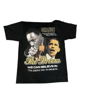 Justee MLK Barack Obama Change Dream Tee T Shirt Black Y2K Vote
